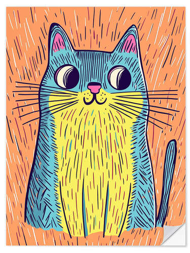 Autocolante decorativo Cheeky children's room cat in the rain