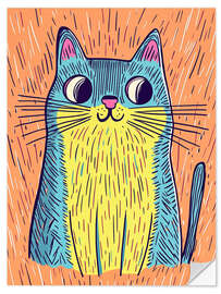 Autocolante decorativo Cheeky children's room cat in the rain - Frank Daske