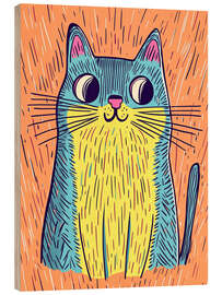 Cuadro de madera Cheeky children's room cat in the rain - Frank Daske