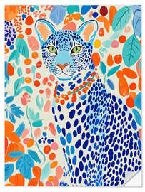 Wandsticker Blauer Leopard