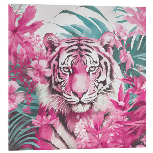 Acrylic print Pink Tigers Jungle Paradise