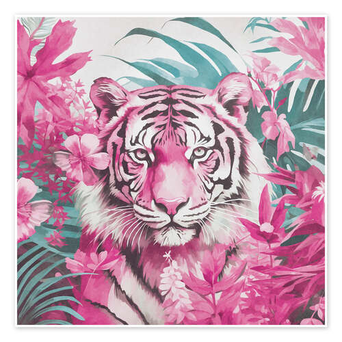 Poster Pink Tigers Jungle Paradise