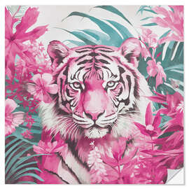 Wandsticker Dschungelparadies der rosa Tiger