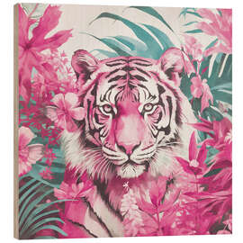 Tableau en bois Pink Tigers Jungle Paradise - Andrea Haase