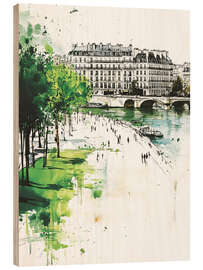 Trätavla The Seine River in Paris I