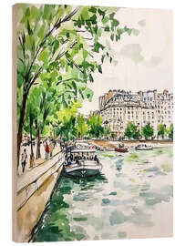 Trätavla The Seine River in Paris II - DejaReve