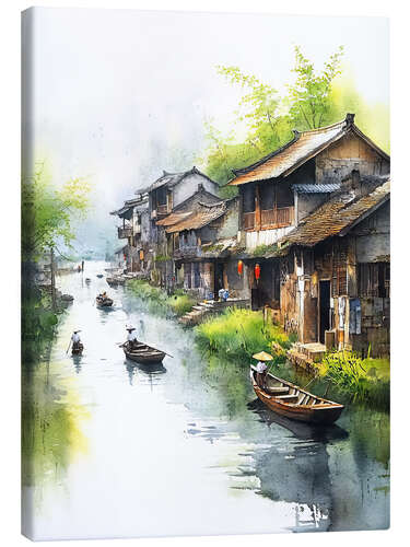 Lienzo Rural Water Town