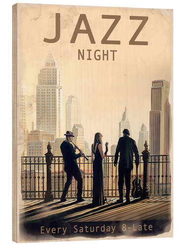 Tableau en bois Chicago Jazz Night