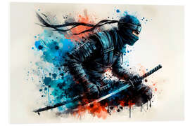 Acrylglasbild Ninja-Krieger in Aquarell I