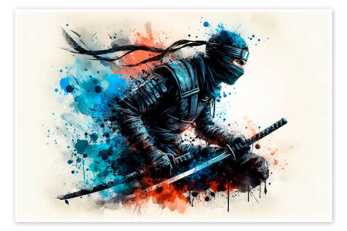 Plakat Ninja warrior in watercolour I