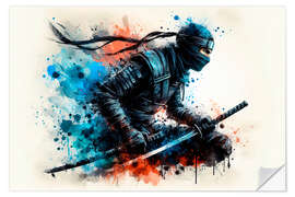 Wall sticker Ninja warrior in watercolour I