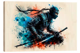 Obraz na drewnie Ninja warrior in watercolour I