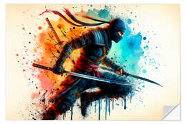 Wall sticker Ninja Warrior in Watercolour II