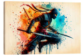 Obraz na drewnie Ninja Warrior in Watercolour II - nobelart