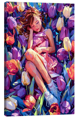 Tableau sur toile Dreams on a tulip field