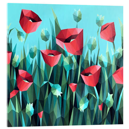 Akrylbilde Red Poppies on Green