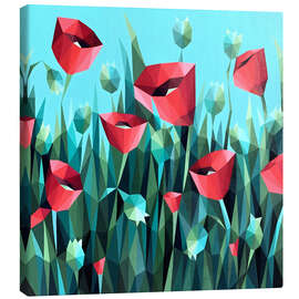 Obraz na płótnie Red Poppies on Green