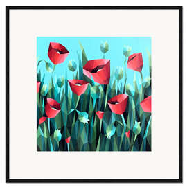Kunsttryk i ramme Red Poppies on Green
