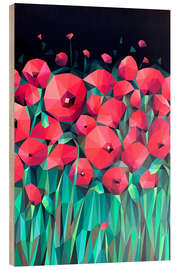 Holzbild Mohnteppich