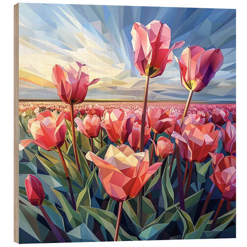 Tableau en bois Scarlet tulips