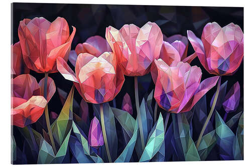 Tableau en verre acrylique Scarlet tulips on black