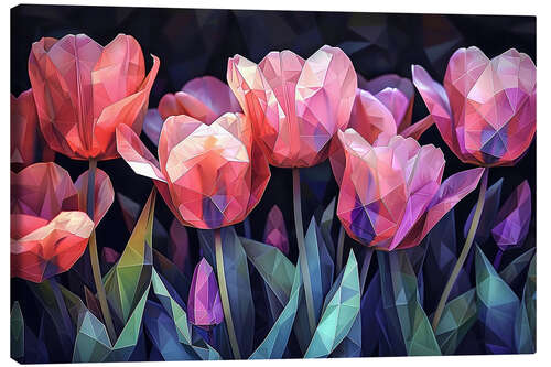 Canvas print Scarlet tulips on black
