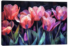 Obraz na płótnie Scarlet tulips on black - Maria Tuzhilkina