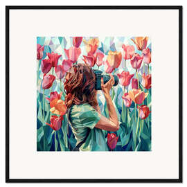 Stampa artistica con cornice Tulip field in Amsterdam