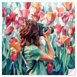 Sticker mural Tulip field in Amsterdam