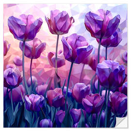 Naklejka na ścianę Purple tulips