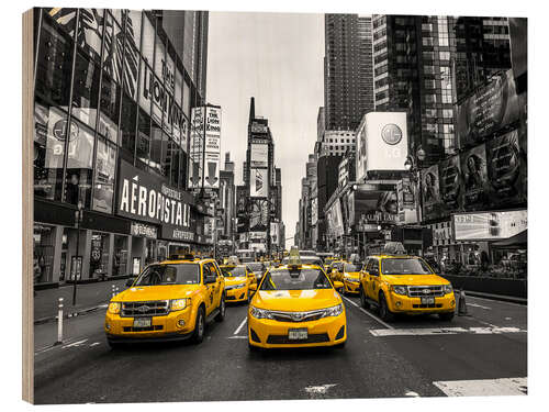 Tableau en bois Taxis on Broadway