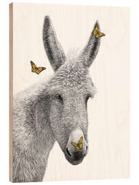 Holzbild Esel mit Schmetterling - Valeriya Korenkova