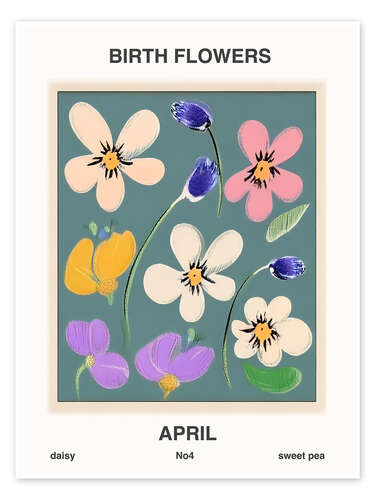 Poster Birth Flowers - April