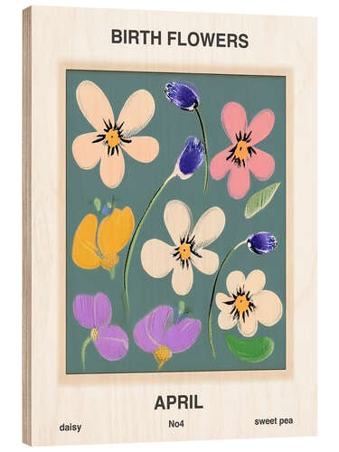 Cuadro de madera Flores de nacimiento - Abril