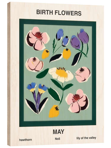 Cuadro de madera Birth Flowers - May
