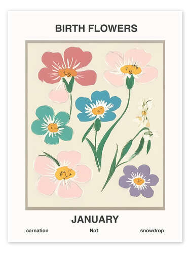 Poster Birth Flowers - January