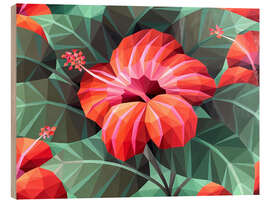 Holzbild Orange Hibiskus - Maria Tuzhilkina