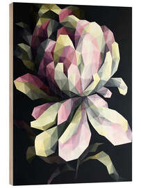 Holzbild Rosa Pfingstrose auf Schwarz - Maria Tuzhilkina