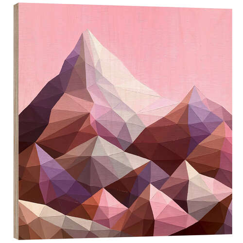 Print på træ Sunset in the Mountains