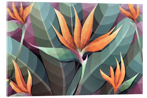 Obraz na szkle akrylowym Tropical Strelitzia and leaves