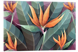 Akrylglastavla Tropical Strelitzia and leaves
