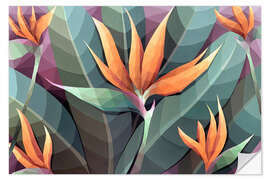 Wandsticker Tropische Strelitzie und Blätter