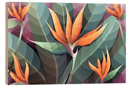 Cuadro de madera Tropical Strelitzia and leaves - Maria Tuzhilkina