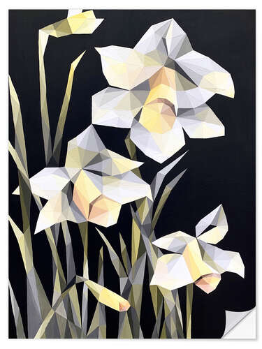Selvklæbende plakat White Darcissus