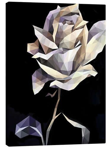 Tableau sur toile White Rose on Black