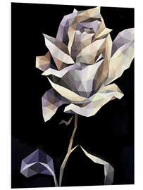 PVC-taulu White Rose on Black