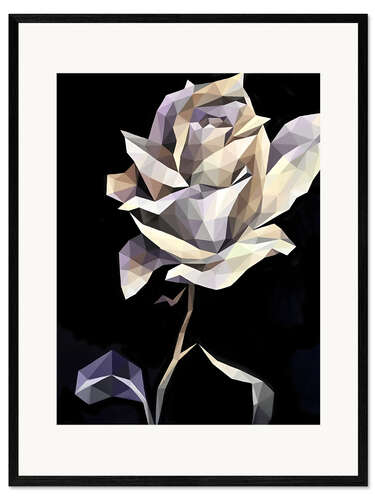 Impression artistique encadrée White Rose on Black