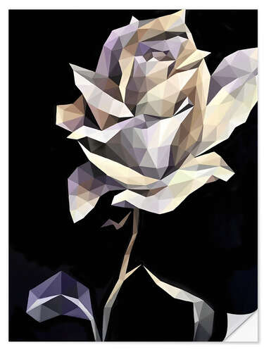 Naklejka na ścianę White Rose on Black