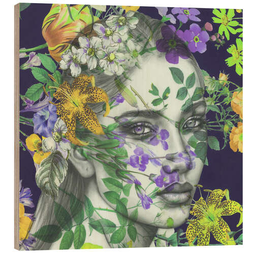 Cuadro de madera Bright Bloom in Purple
