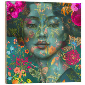 Tableau en bois Asian Aquamarine Beauty - Sis Gardner